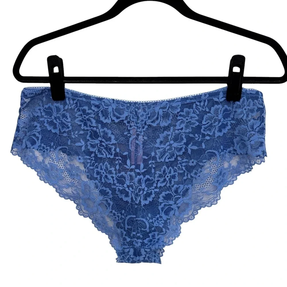Savage x Fenty Set Bra 44G Panties 1X Lingerie Rihanna Periwinkle Blue Lace NEW